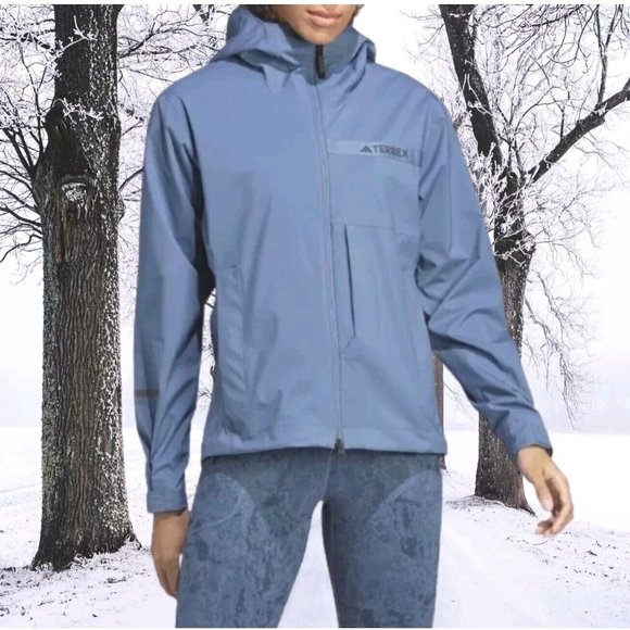 Adidas Terrex Multi Rain.rdy 2.5-Layer Rain Jacket - Steel - Women's Size XL NEW - Picture 8 of 12